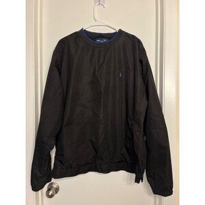 Polo Golf Ralph Lauren XL Black Windbreaker Pullover Blue Trim Lightweight Mens
